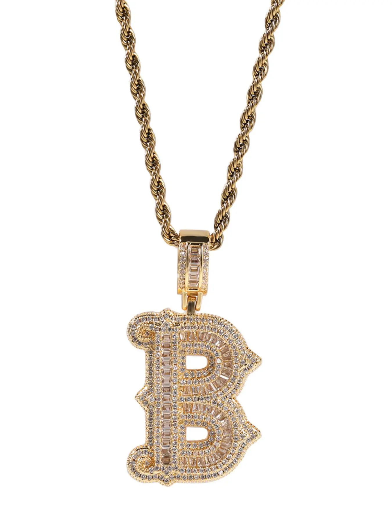 Letter Pendant Necklace Brass Cubic Zirconia Hip Hop Personalized Trendy Daily Wear Jewelry for Women Big Size Two Tones Initial Necklace Brass 18K Gold Plated 5A CZ A-Z Letter Pendant Iced Out Fashion Alphabet Pendant Hip Hop Jewelry Letter Necklaces
