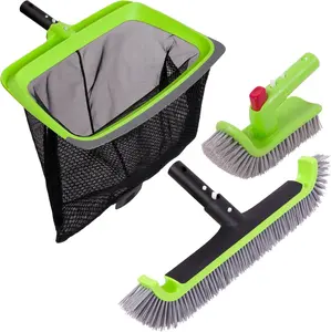 Sepetrel Deluxe Swimming Pool Cleaning Kit Including Rubber Edge Skimmer Net,17.5" Pool Brush Head & Hand Scrub Brush(NO Pole)