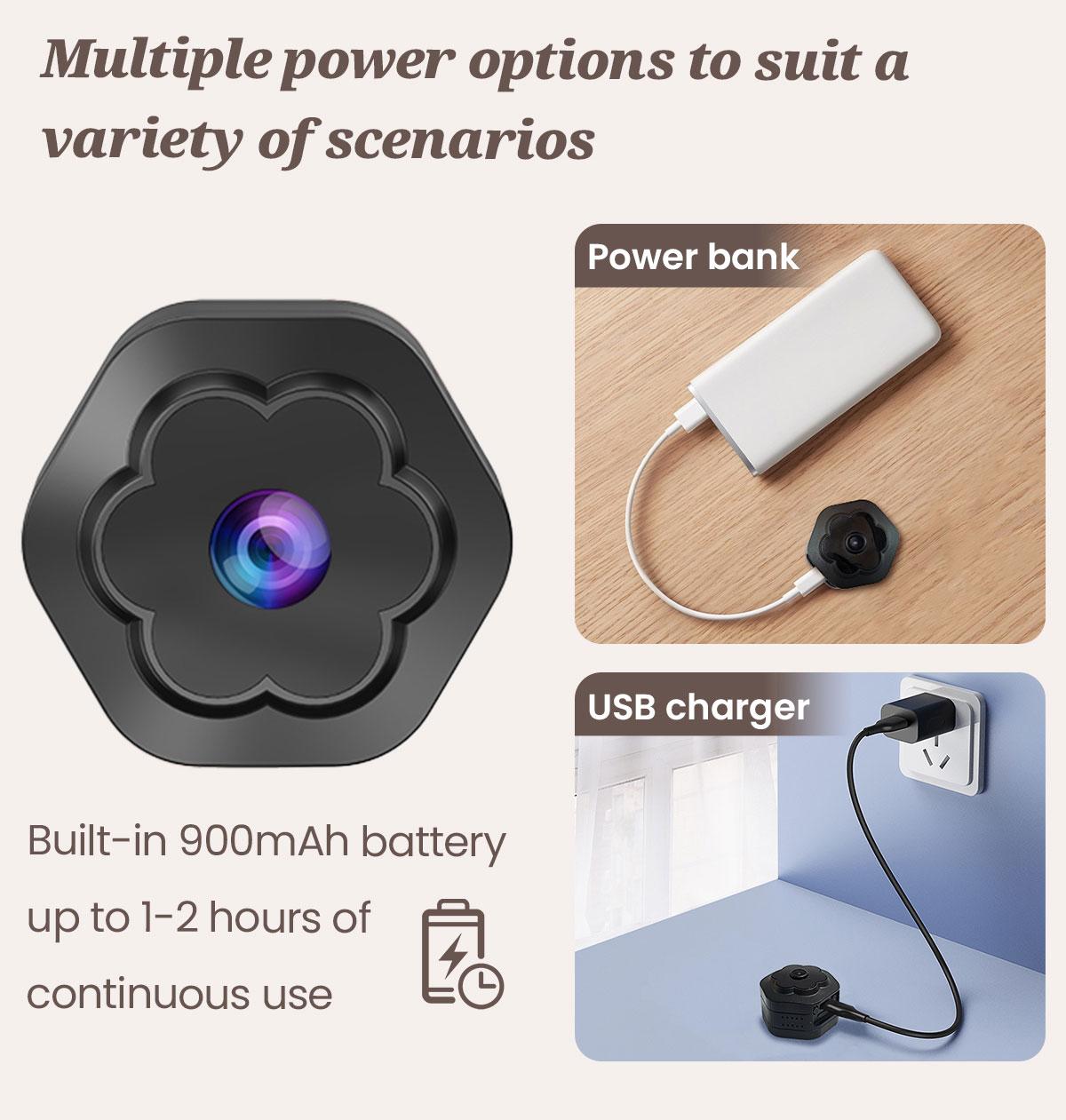 Flycloud F0 Mini WiFi Home Camera 1080P Full HD, Plug-in & Rechargeable, Night Vision, APP Alerts, Motion Detection for Home, Baby & Pet Monitor