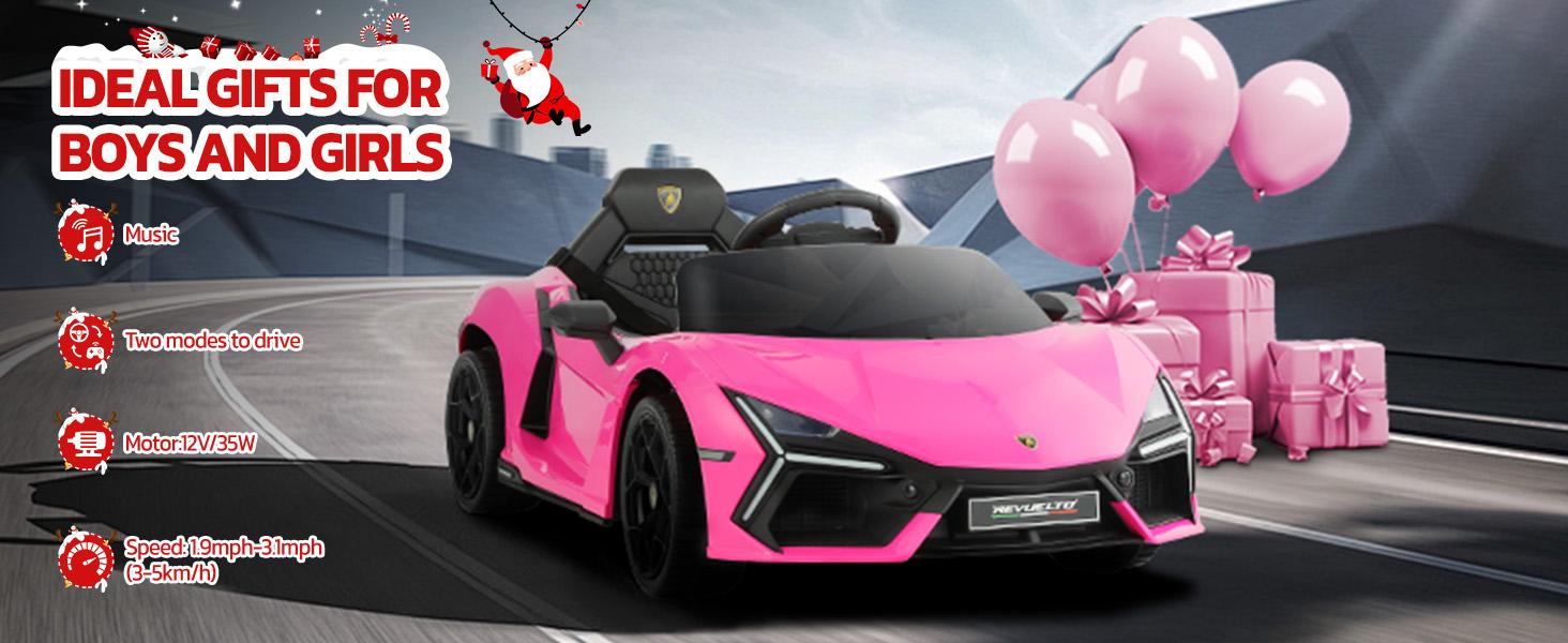 Dripex 12V Licensed Lamborghini Ride On Car, Scissor Door Electric Toys Car with Remote Control Bluetooth LED Light MP3 Player and Wide Seat for 3-6 Boys Girls