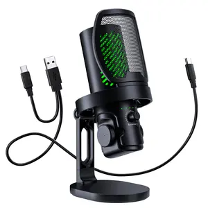 Tenlamp CG1 USB gaming condenser mic features noise reduction, one-touch mute, and RGB lighting. Perfect for gamers, streaming on YouTube/Twitch, podcasting, chatting, and PS4/PS5 gaming.