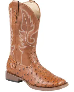 Women's Faux Ostrich Leather Western Boot Broad Square Toe - 09-021-1900-0807 Ta