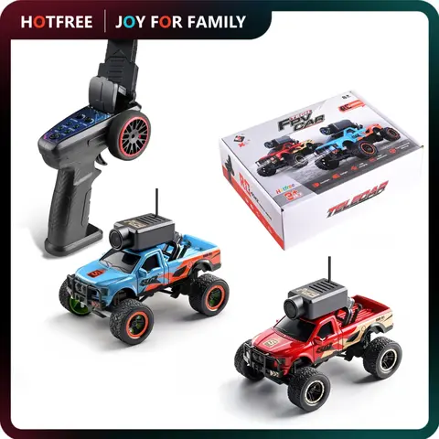 Hotfree 1/64 FPV RC Monster Truck, 4WD Full Proportional Control Mini RC Car with HD Camera, APP & Remote Control Desktop RC Crawler with Gyro,WiFi Live Transmission, Adjustable Speed, LED Lights, USB-C, Birthday Christmas Gifts for Boys Kids 