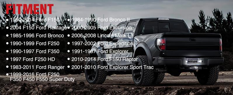 Nilight License Plate Light Compatible with 1990-2003 2004 2005 2006 2007 2008 2009 2010 2011 2012 2013 2014 Ford F150 1999-2016 F250 F350 F450 F550 Super Duty with Black housing 6000K White 2PCS Pack