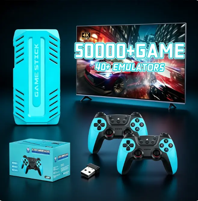 U36 Retro Game Stick, 4K HDMI Output, 50000+ Preloaded Classic Games, 40 Emulators, Dual 2.4G Wireless Controllers