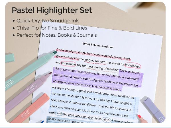 Nicpro 39 PCS Aesthetic School Supplies with Cute Pen Case, 12 Pastel Highlighters, 5 Black Ink Gel Pens, 6 Mechanical Pencils Set 0.5 & 0.7mm for Students Stationary College Essentials (Blue)