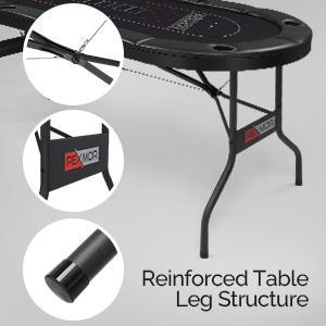 PEXMOR 8 Player Foldable Poker Table, Folding Texas Holdem Blackjack Casino Game Table w/Deeper Stainless Steel Cup Holders| Casino-Grade Felt| Water-Resistant Cushioned Rail, Fully Assembled