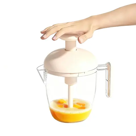Egg Whisk, Manual Press Egg Beater With Egg Cup, Multifunctional Handheld Mixer For Beating, Whipping & Mixing, Effortless Operation For Eggs, Milk Foam, Etc