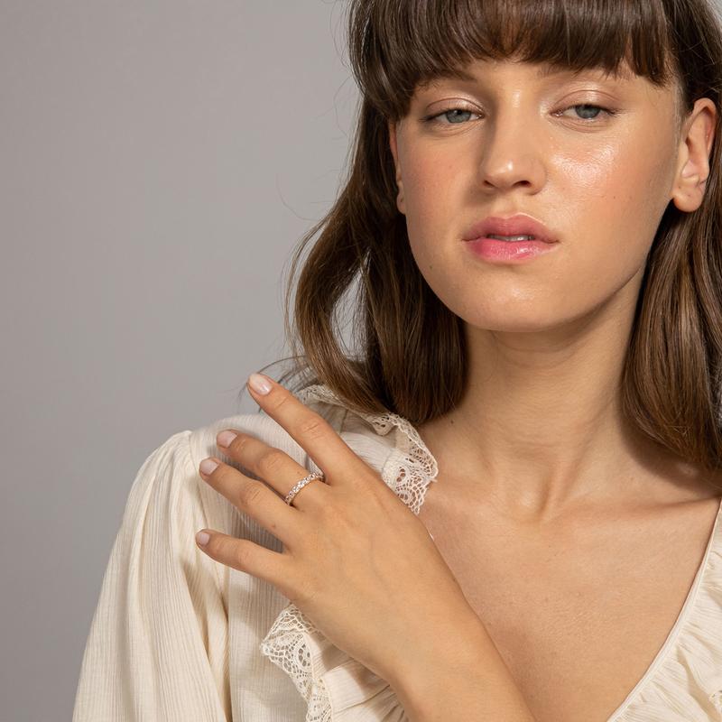 PAVOI 14K Gold Plated Rings with Cubic Zirconia Love - 4mm Stackable for Women - Gold Rings