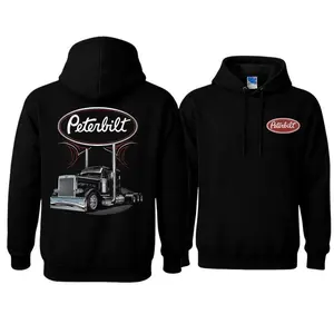 Peterbilt Classic Trucker Hoodie| Chrome Semi-Truck Graphic with Dual Exhaust Pipes| Diesel Nation Peterbilt Graphic Hoodie| Perfect for Truck Drivers & Rig Enthusiasts| Great Gift for Hauling Crew & Big Rig Fans| Trending Trucker Apparel
