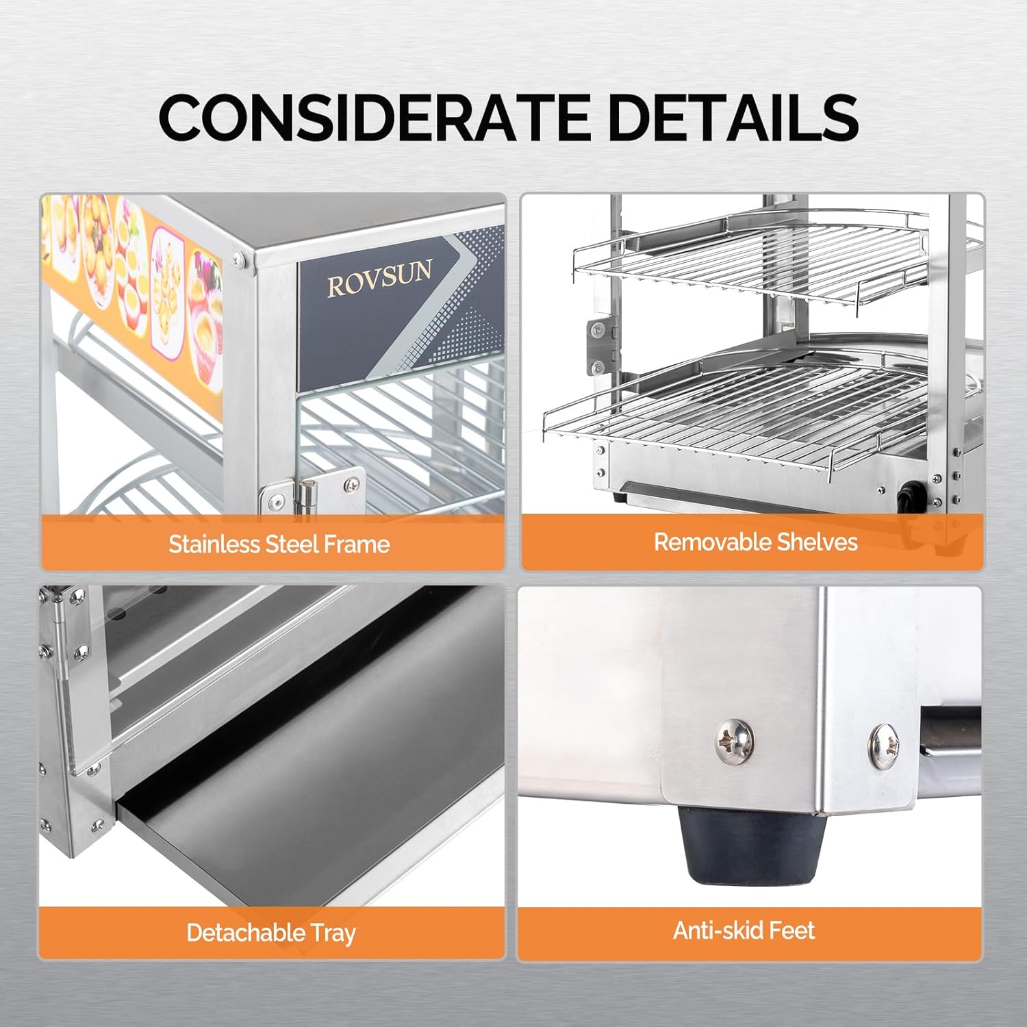 ROVSUN Food Warmer - Commercial Countertop Electric Pretzel Warmer with Removable Shelves LED Lighting Glass Door for Restaurant Buffet - 3/5 Tiers (800W) SpringStatements ROVSUN Food Warmer - Commercial Countertop Electric Pretzel Warmer with Removable Shelves LED Lighting Glass Door for Restaurant Buffet - 3/5 Tiers (800W) SpringStatements