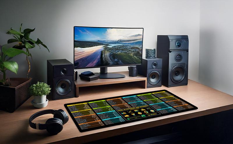 Excel Cheat Sheet Desk Mat Large 31.5"x11.8" Excel Keyboard Shortcut Mouse Pad Durable Premium Quality Non-Slip Office PC Gaming Mat for Productivity and Efficiency