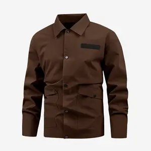 Men’s Utility Shirt Jacket for Spring/Autumn – Lightweight, Multi-Pocket, Functional Loose Fit with Turn-Down Collar