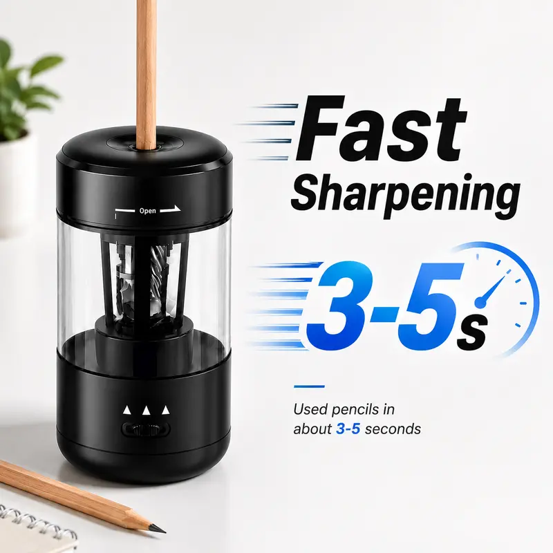 Electric Pencil Sharpener, Fully Automatic Rechargeable Pencil Sharpener with No-Touch Auto In & Out, Type-C Rechargeable for 6-8mm Pencils & Colored Pencils, Desk Supplies for Teachers, Elementary Students, Home & Classroom, Perfect Holiday Gift Electric Pencil Sharpener, Fully Automatic Rechargeable Pencil Sharpener with No-Touch Auto In & Out, Type-C Rechargeable for 6-8mm Pencils & Colored Pencils, Desk Supplies for Teachers, Elementary Students, Home & Classroom, Perfect Holiday Gift