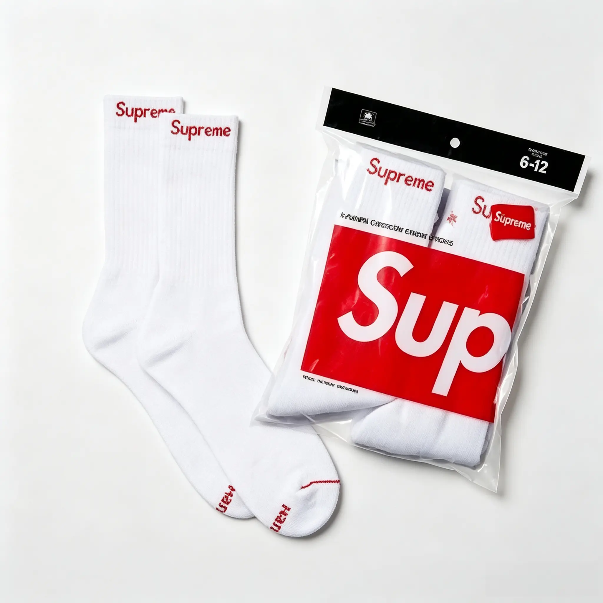 Supreme White Crew Socks 4-Pack, Soft Cotton-Blend Mid-Calf Breathable Comfy Socks for Men, Chic Cushioned Everyday Day Wear, Sports Streetwear Casual Footwear Fashion Accessory Gift