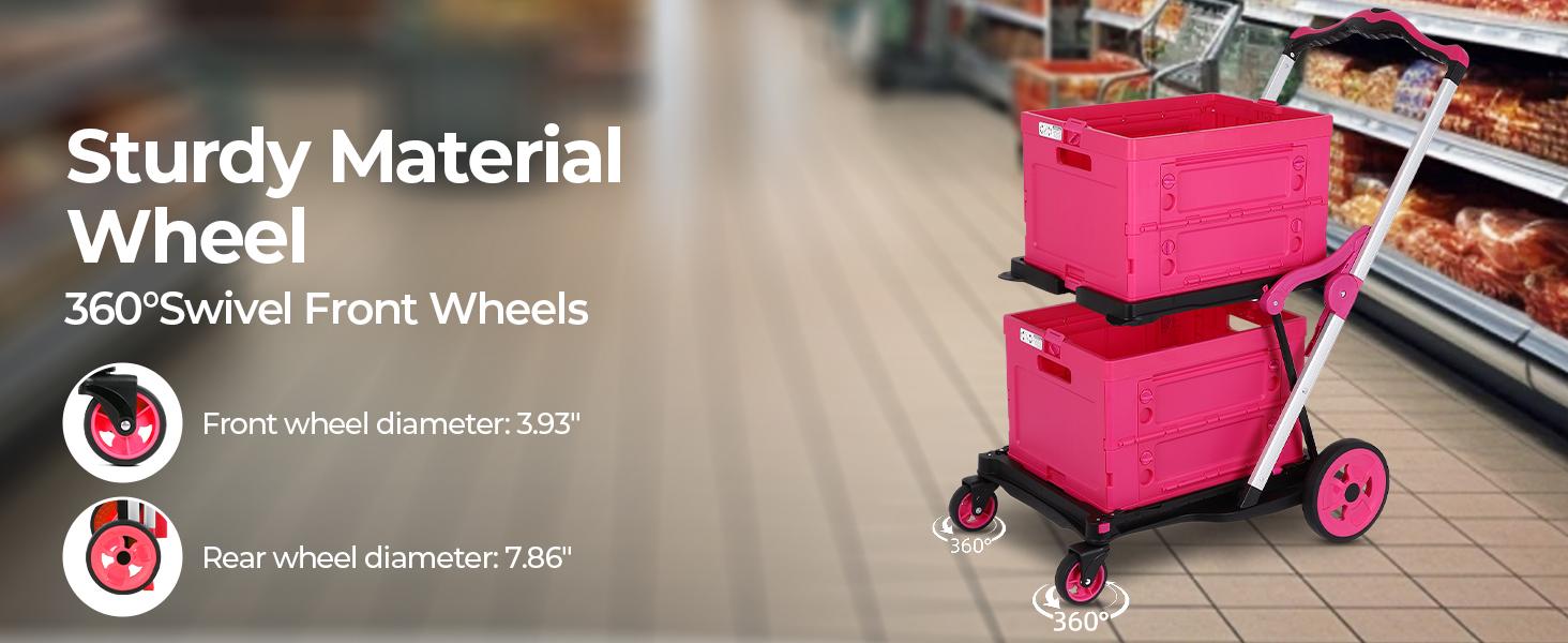 (Double frame)Foldable Utility Cart with Wheels,2 Layers Multifunctional Folding Cart for Cosmetic Organizer,Grocery,Office,Warehouse,Garden, Double Layers Foldable Shopping Cart,Folding Trolley for Luggage Heavy duty (Blue/RED/PINK/Purple) (Double frame)Foldable Utility Cart with Wheels,2 Layers Multifunctional Folding Cart for Cosmetic Organizer,Grocery,Office,Warehouse,Garden, Double Layers Foldable Shopping Cart,Folding Trolley for Luggage Heavy duty (Blue/RED/PINK/Purple)