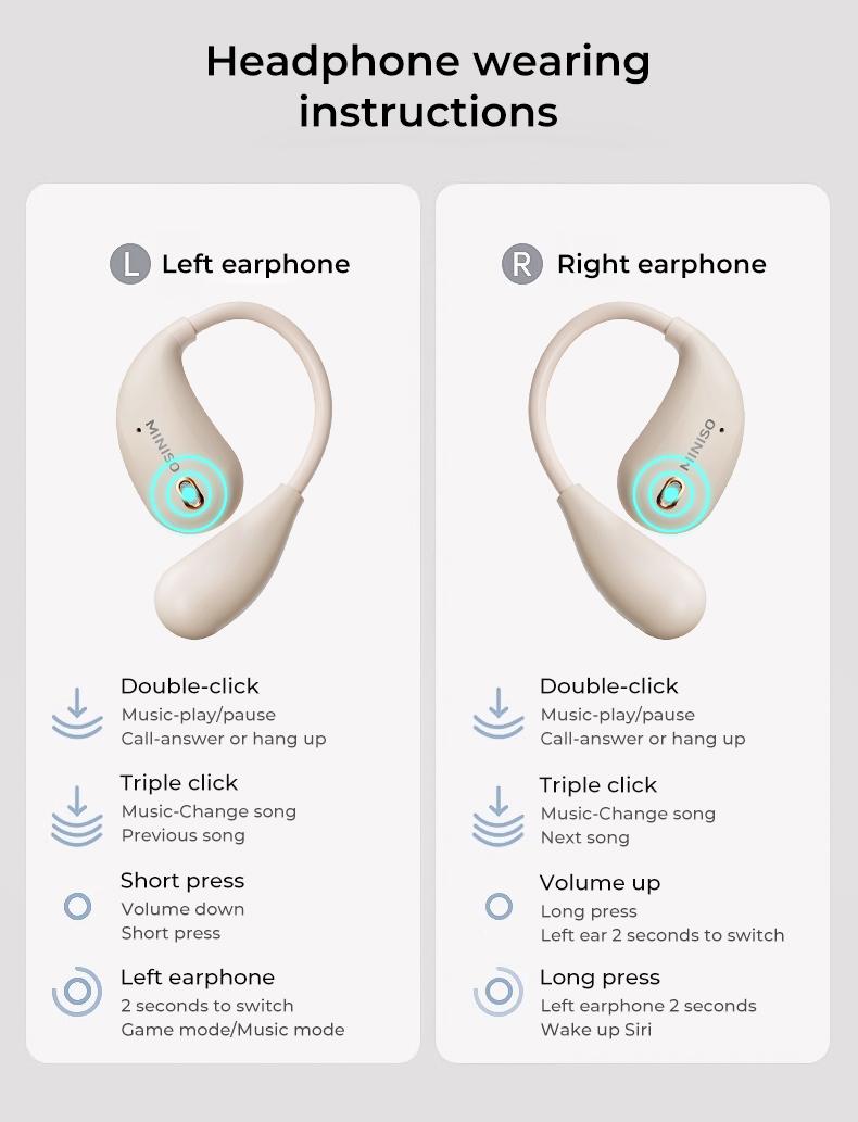 MINISO M95 OWS AI Translation Wireless Bluetooth Earphones with LED Multi-function Touchscreen Support 135 Languages Real Time Translation