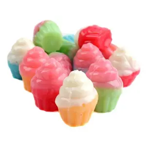 4D Cupcake shaped gummy candy - Bulk Gummy Candy cupcakes- Fruity Flavored gummies 4D Candy for Snack and Sweet Cravings Bonbon Chewy Soft candied fruits food fruit jam Bites