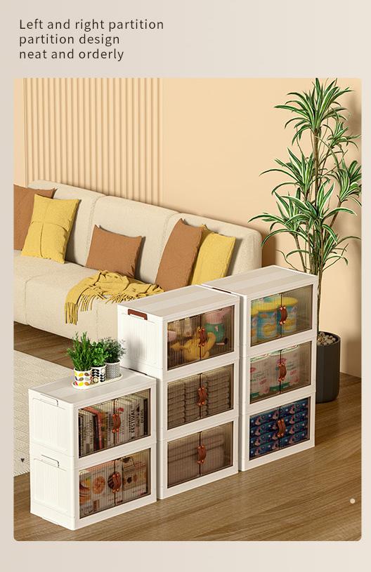 ONAIL Foldable Storage Box with Lid Stackable Household Organiser in Cream White for Kitchen Bedroom Bathroom & Warehouse Large Capacity L XL XXL Sizes