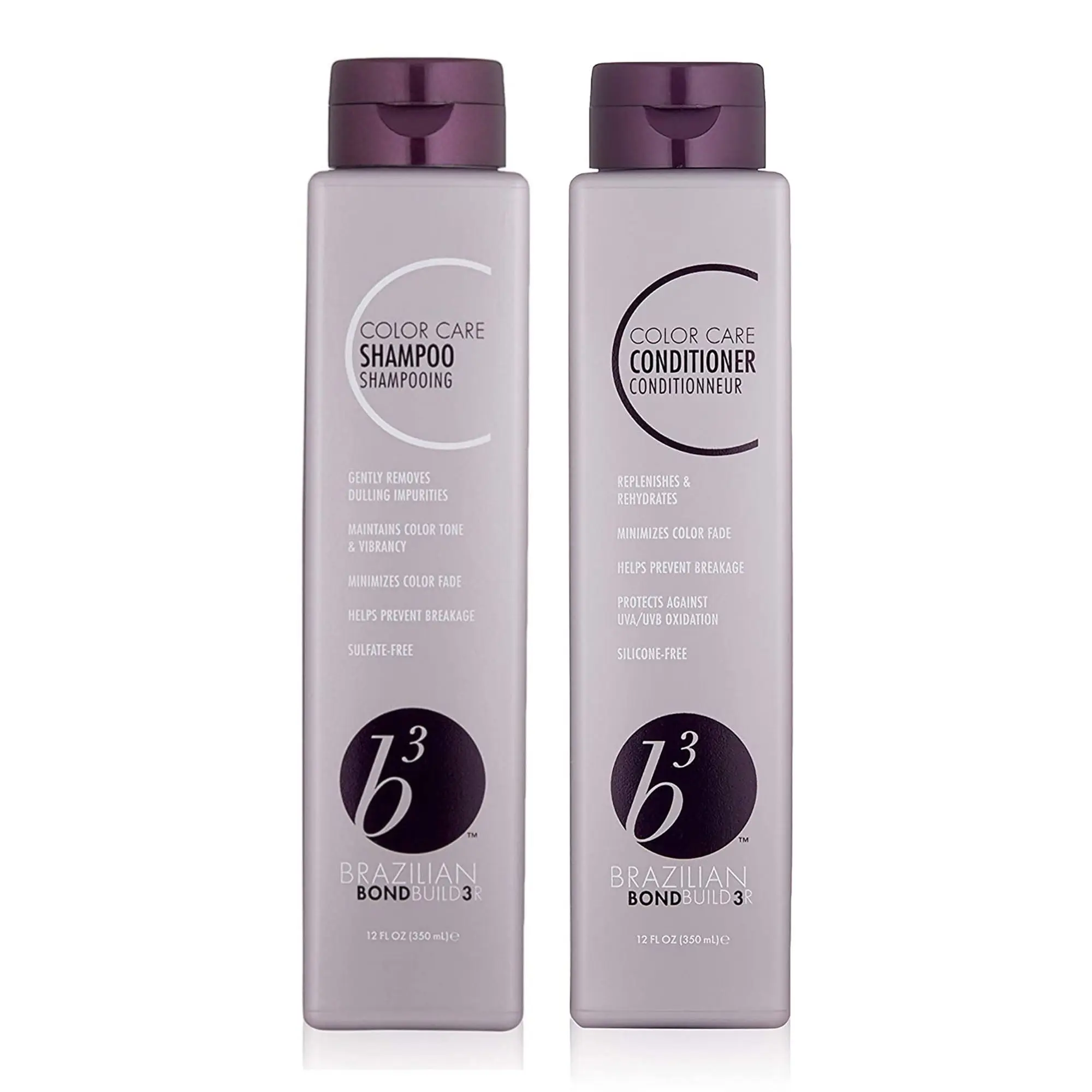 Brazilian B3 Bond Builder Haircare Duo - Cleanser Shampoo, Moisturizing Conditioner for Hair Repair & Color Protection