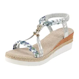 Spring And Summer Beach Sandals Women'S Fashion Wedge Heel Thick Sole Comfort Sandals For Women With Arch Support And Back Strap