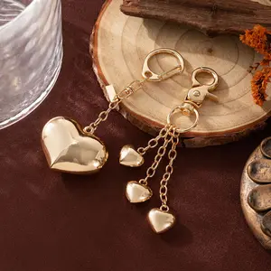 Gold Heart Purse Keychain, Stainless Steel Heart Bag Charm, Minimalist Wallet Keyring Gift for Women, Girls, Daughter, Mom & Valentine