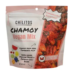VEGAN GUMMY MIX Chamoy Candy - Chilitos Sweet, Sour & Spicy Chili Snack - Mexican Fruit Flavored Gummy Candy for All Ages, Authentic Dulces Mexicanos Enchilados, 6oz Candy Bags with Tamarindo Pulp Chamoy