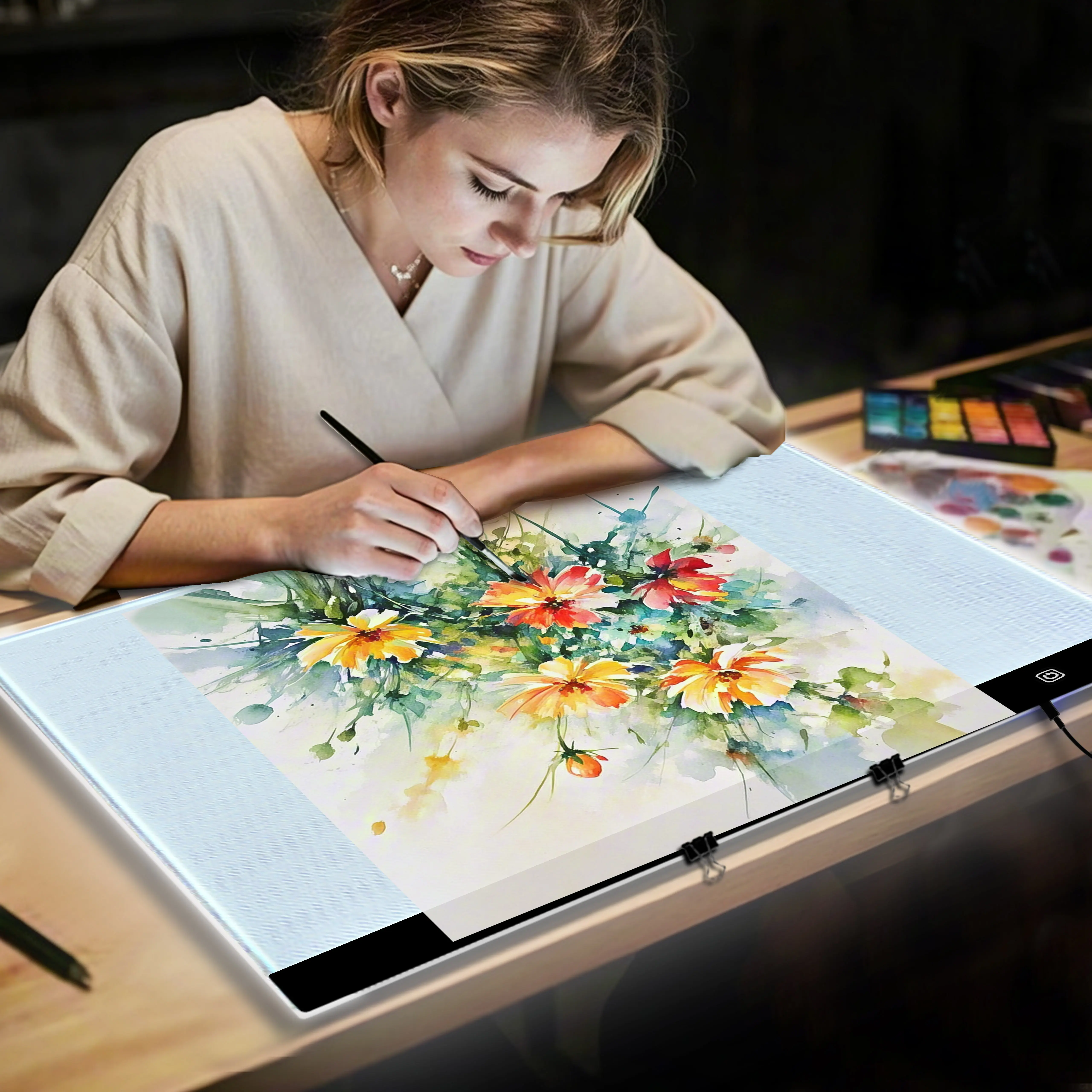 A2(60*40cm) LED Drawing and Writing ,Diamond Painting Kits high light transmittance 3-level adjustable light box, suitable for DIY greeting cards, Paper Cuttings light pad, painting, sketching, and other office workstations  light  copy board,light table