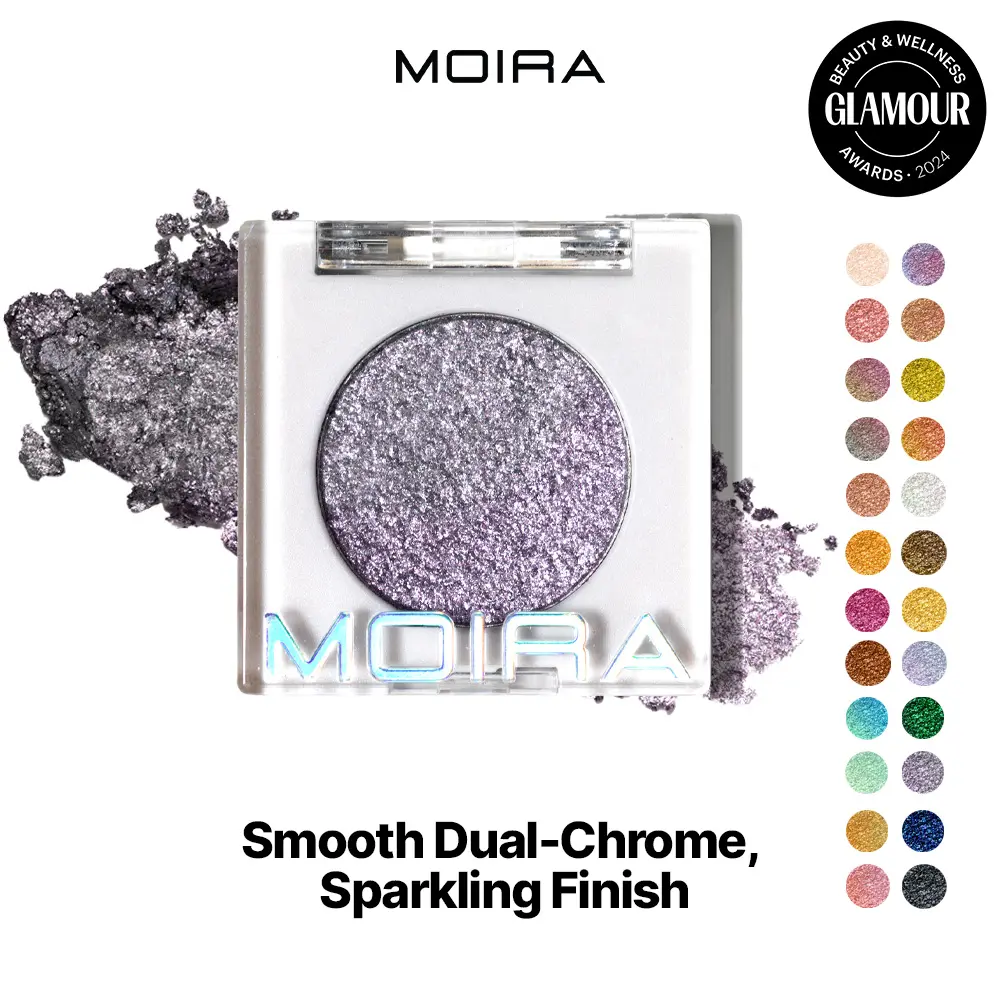 MOIRA | Chroma Light Eye Shadow (022, Full Moon) | High-Pigment Foiled Finish, Creamy Blendable Microfine Shimmer, 100% Vegan
