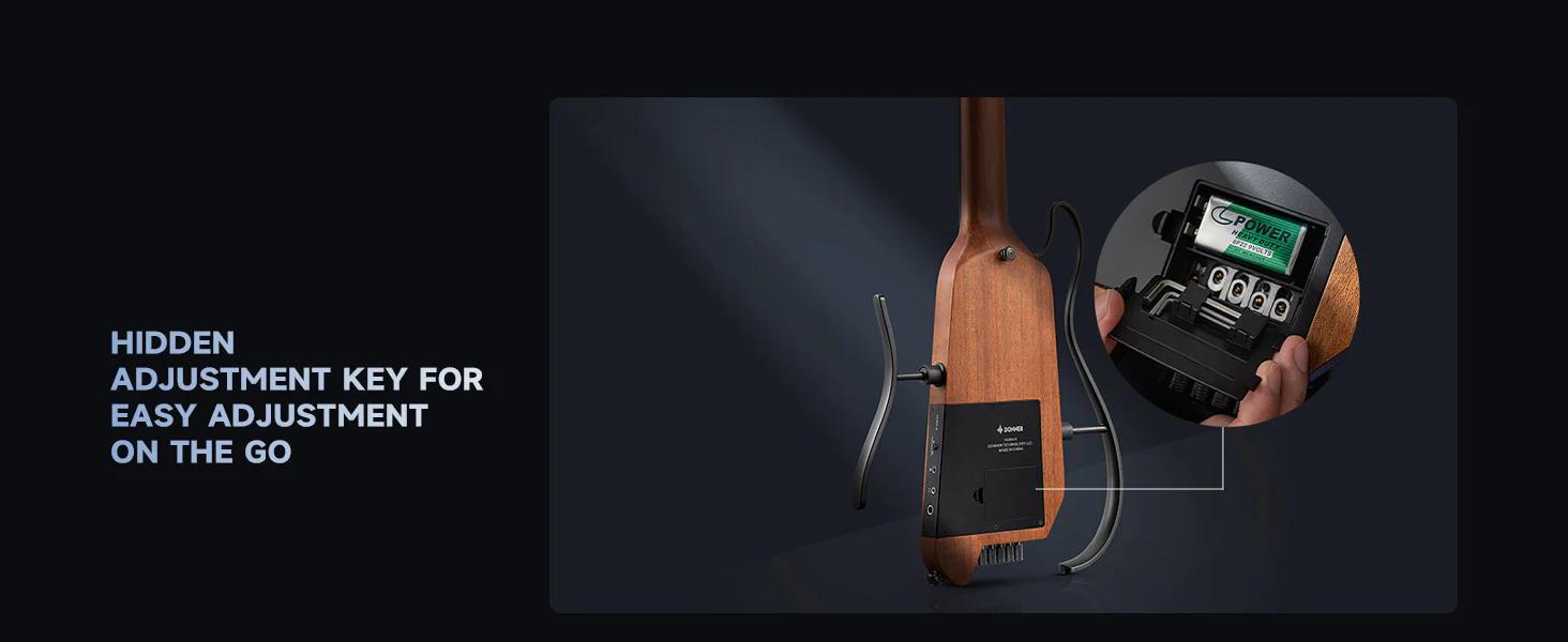 Donner HUSH-X Electric Guitar Kit - Featherlight Headless Guitar, Great for Travel and Practice, Mahogany Solid Body with Easy Assemble Stands, Gig Bag, All Accessories, Natural