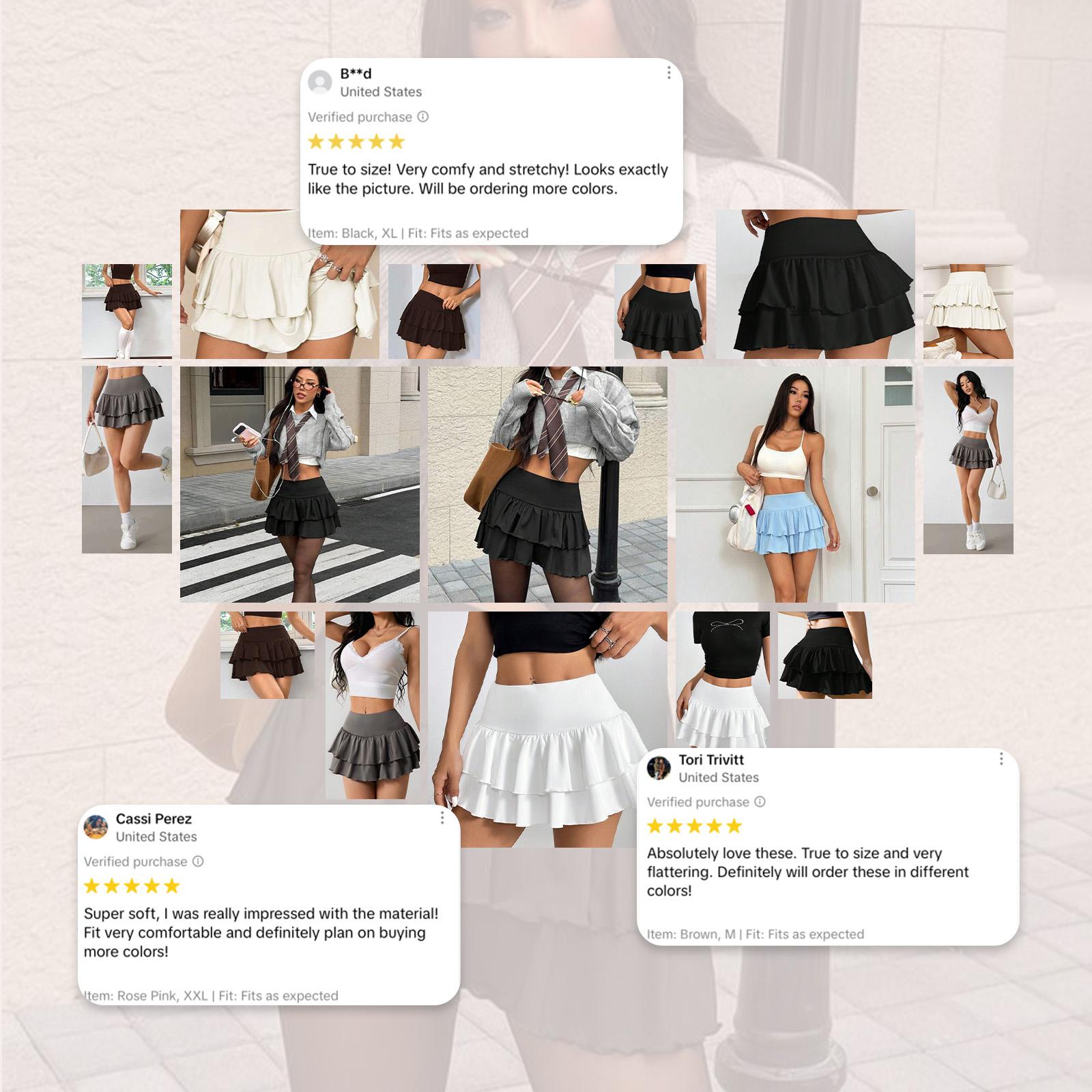 FireSwan 2026 Women's casual and versatile solid color   double-layer mini skirt Breathable Skorts High Waist Skorts Minimalist