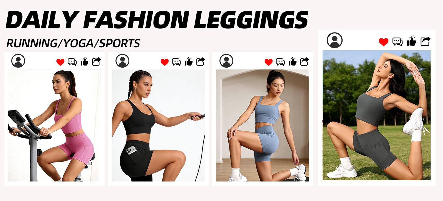 CHRLEISURE 3/5-Piece Set Of Solid Color Women's High Waisted Cycling Shorts With Pockets For Exercise And Yoga Short Leggings Gymclothes bikershorts