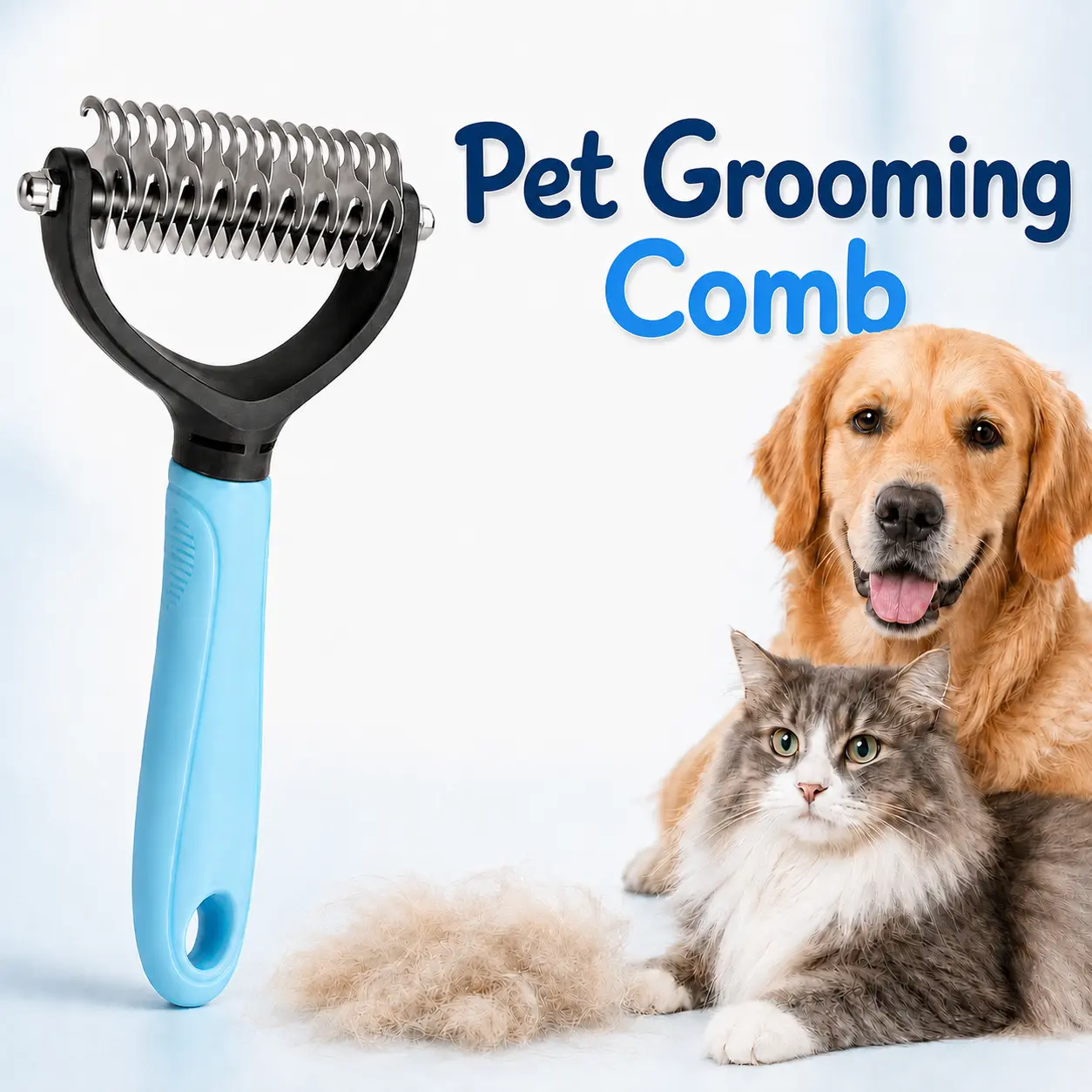 1pc/2pcs Stainless Steel Double-Sided Pet Grooming Rakes for Dogs & Cats, Gentle Deshedding and Dematting Combs for Loose Hair, Knots and Undercoat Care
