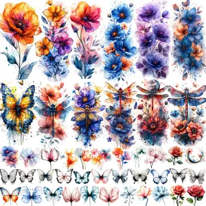 GLARYYEARS Temporary Tattoos for Women Girls, 45-Pack Large&Small Fake Tattoos, Long-lasting Flower Floral Butterfly Tattoo, Variety Pack Realistic Tattoos 3D, Cool on Arm Leg Wrist Hand Body