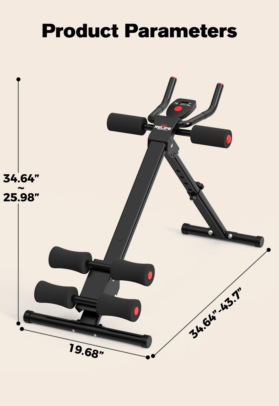 Relife Sports Ab Workout Equipment Adjustable Ab Machine Body Workout with Resistance Bands, Strength Training Exercise Equipment for Core & Abdominal