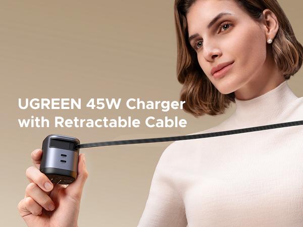 UGREEN 45W/65W/75W/100W 3 in 1 Compact GaN Charger, Retractable USB C Fast Wall Charger with Foldable Plug, Compatable for iPhone 17/16 Series, Galaxy, Pixel, iPad-Cellphone Electronic portable charger,TikTokShopBlackFriday ,Tiktokshopstockup