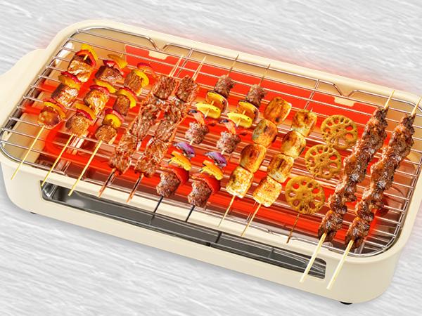 Pukomc ProGrill 2-in-1 Electric Grill | Reversible Grill/Griddle Plate, 1500W Dual-Zone Temp Control, Detachable & Dishwasher Safe, Stainless Steel + Oil Drip Tray