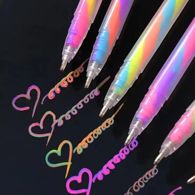 Colorful Glitter Pen, 6/18 Counts Spiral Writing Pen, DIY Decorative Pen, Art Pens for Scrapbooking, Journaling, Drawing, Writing for New year gift