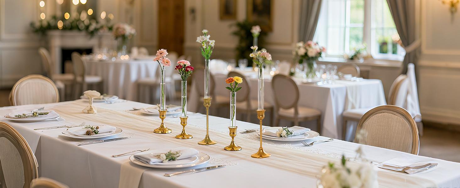 Glass Bud Vase for Flowers: Clear Small Vases for 22mm Candlestick Taper Candle Holders - 5.9" Skinny Table Centerpieces with Silicon Case for Tablescapes, Wedding Gift and Home Decor Glass Bud Vase for Flowers: Clear Small Vases for 22mm Candlestick Taper Candle Holders - 5.9" Skinny Table Centerpieces with Silicon Case for Tablescapes, Wedding Gift and Home Decor