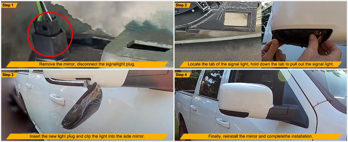 Nilight Side Mirror Marker Light Switchback Amber Turn Signals White Puddle Lights Smoked Lens Plug and Play Compatible With 2009-2018 Ram 1500 2500 3500 2009-2022 Classic