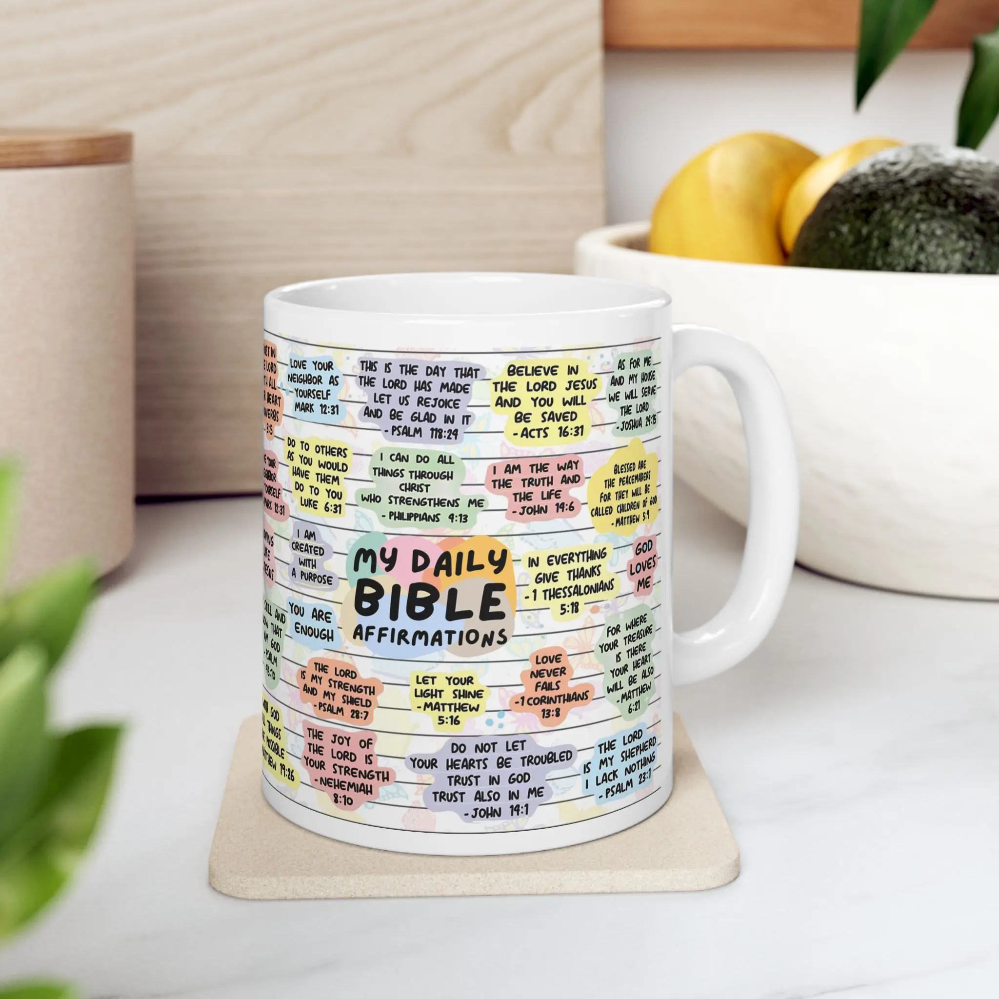 11oz Sturdy Lead-Free Ceramic Mug - Classic Reusable, Washable, Glossy, Lightweight, Colorful Christian Encouragement Gift Drinkware, Microwave & Dishwasher Safe, with Printed Uplifting Messages, Bible Verses, Affirmation Graphics, Microwave Safe