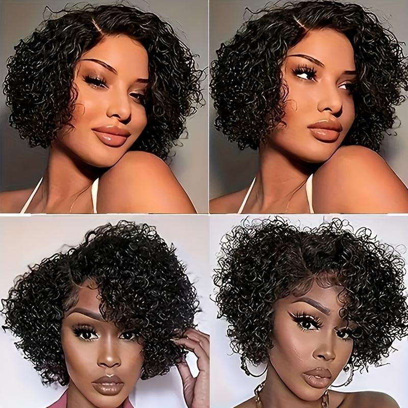 Chic Short Pixie Cut Curly Wave Wig For Women 6INCH 13X4X1 T-Part Lace Front 200% Density Remy Human Hair Natural Black Dealsforyoudays TikTokShopBlackFriday