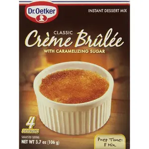 Dr. Oetker Classic Creme Brulee Mix Pack of 3  with Caramelizing Sugar 4 Servings 3.7oz Instant Dessert Mix for Baking - Bake