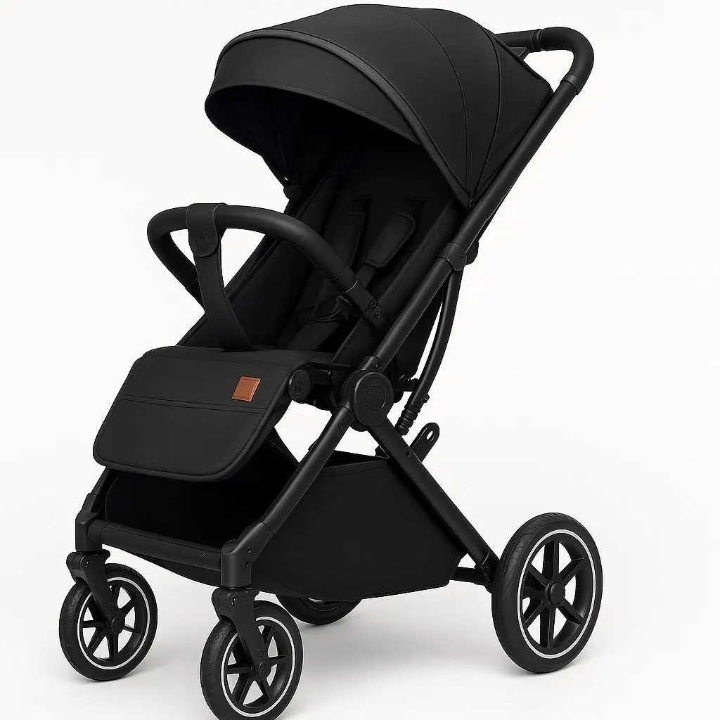 All-Terrain Double Pushchair for 12-18mths Unisex Babies, Lightweight Alloy Frame, Compact Fold, Lightweight Travel Stroller, Solid Black, UPF 50+ Sun Protection, Silent Wheels