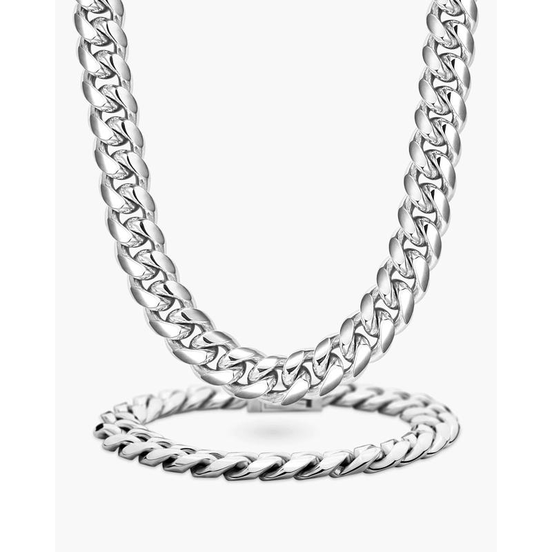 JAXXON Cuban Set 10mm - Silver - Waterproof - Box Clasp