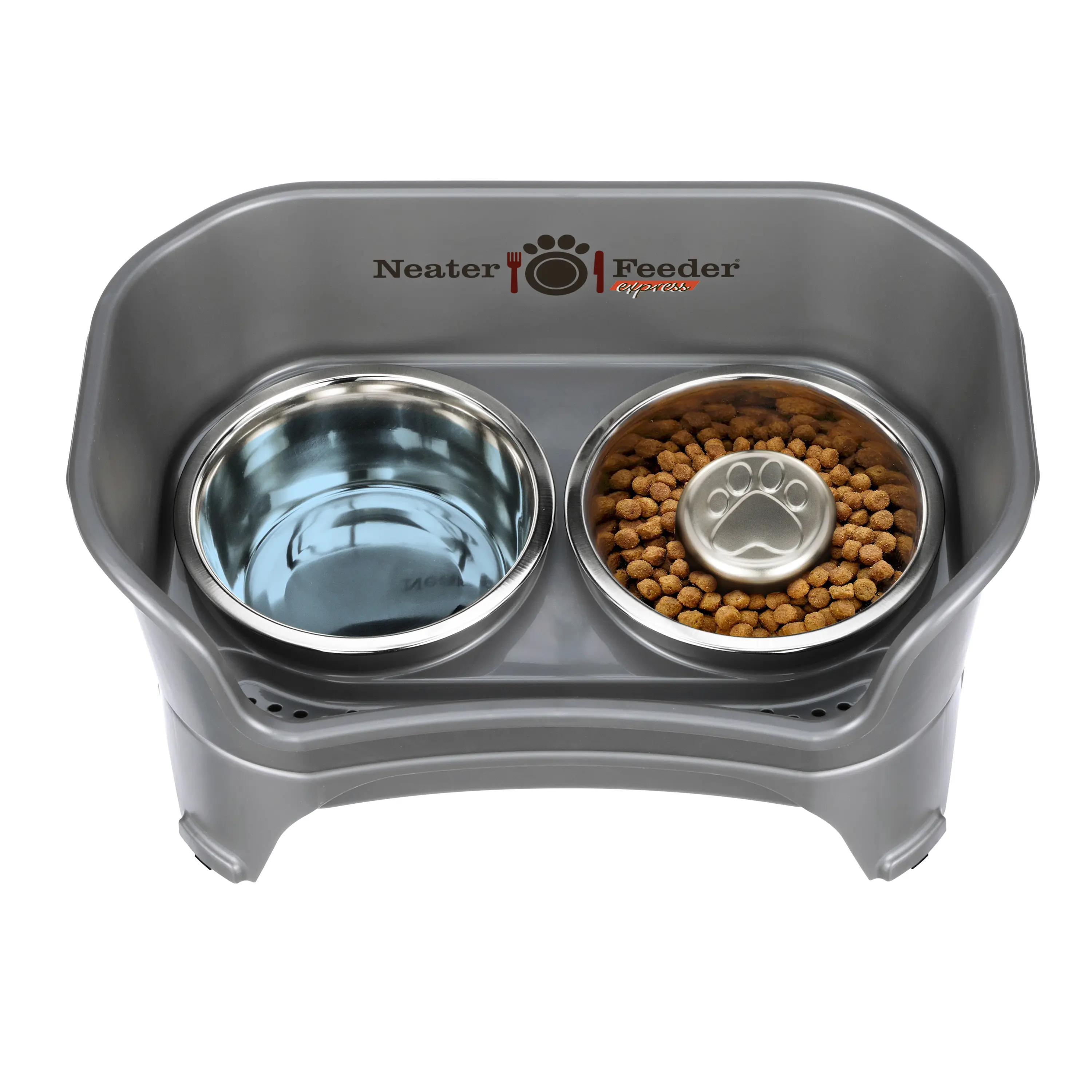Neater Pets Neater Feeder Express Mess-Proof Feeder with Stainless Steel Slow Feed Bowl for Pet Health and Floor Protection