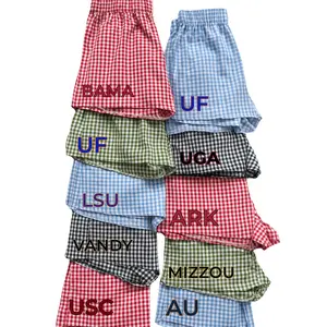 SEC Game Day College Boxers – Custom Gingham Tailgate Shorts with Abbreviated Team Letters