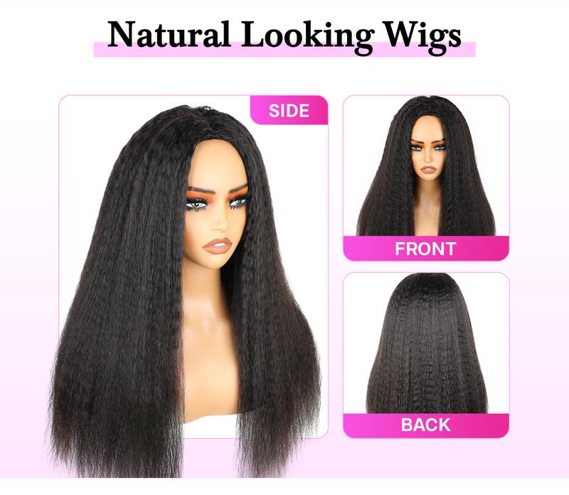 Vshow 3 in 1 Half Wigs Kinky Straight Human Hair Glueless Wigs 250% Density With Natural Hairline Easy Install Drawstring Half Wigs For Beginners Protective Style #springfresh