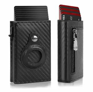 Mens Pop-up Card Holder Wallet - RFID Blocking Slim Minimalism Wallet - Portable Business Leather Wallet - 7-11 Card Capacity | ID Window | Cash Slot