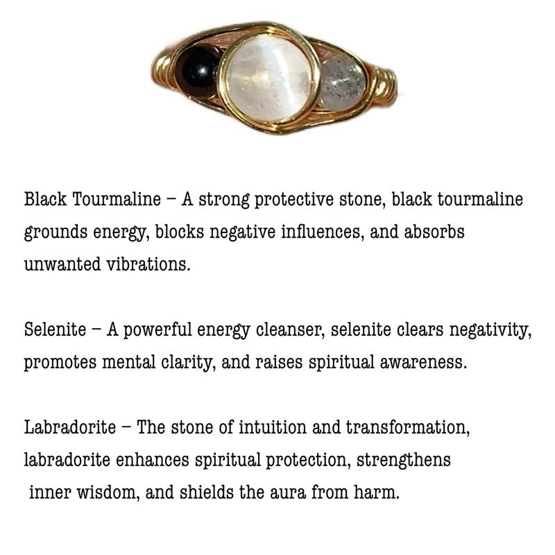 Protection Crystal Ring for Protection, Energy Cleansing, aura shielding